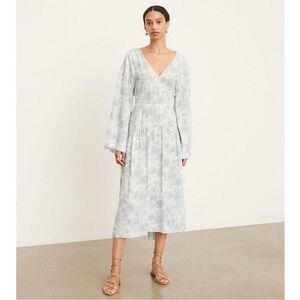 Vince Dalia double V-neck long sleeve cutout midi dress